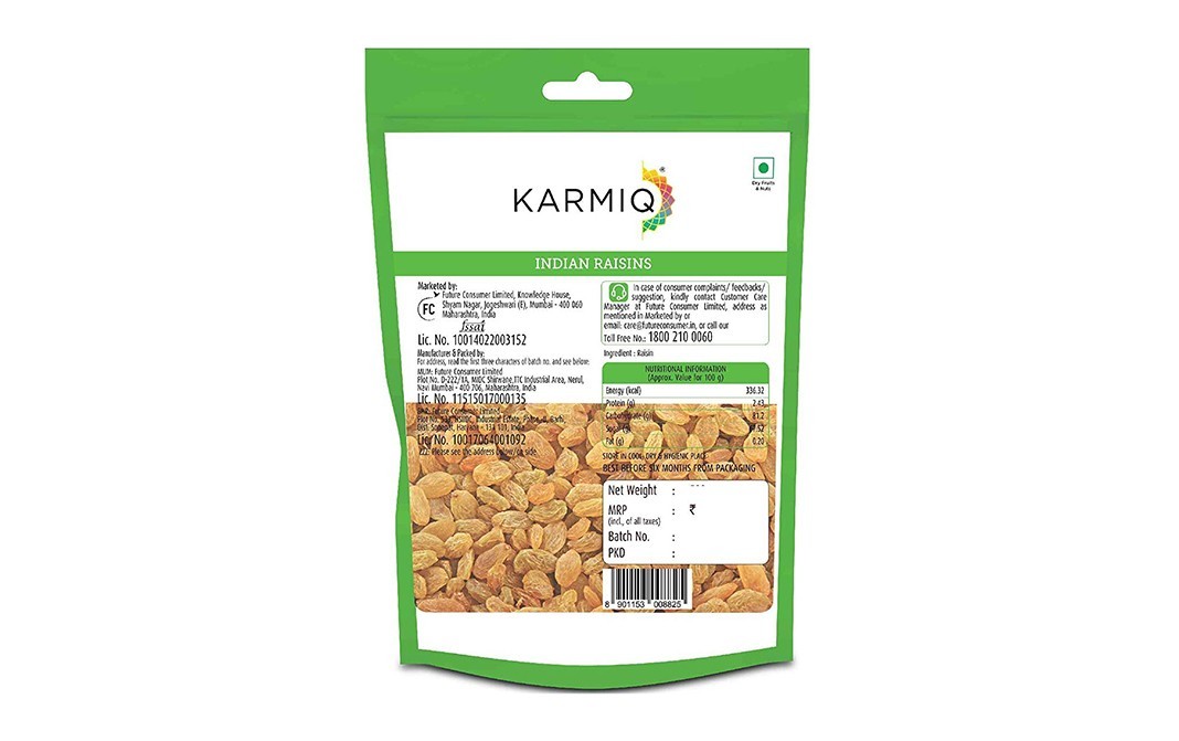 Karmiq Indian Raisins Value Pack   Pack  500 grams